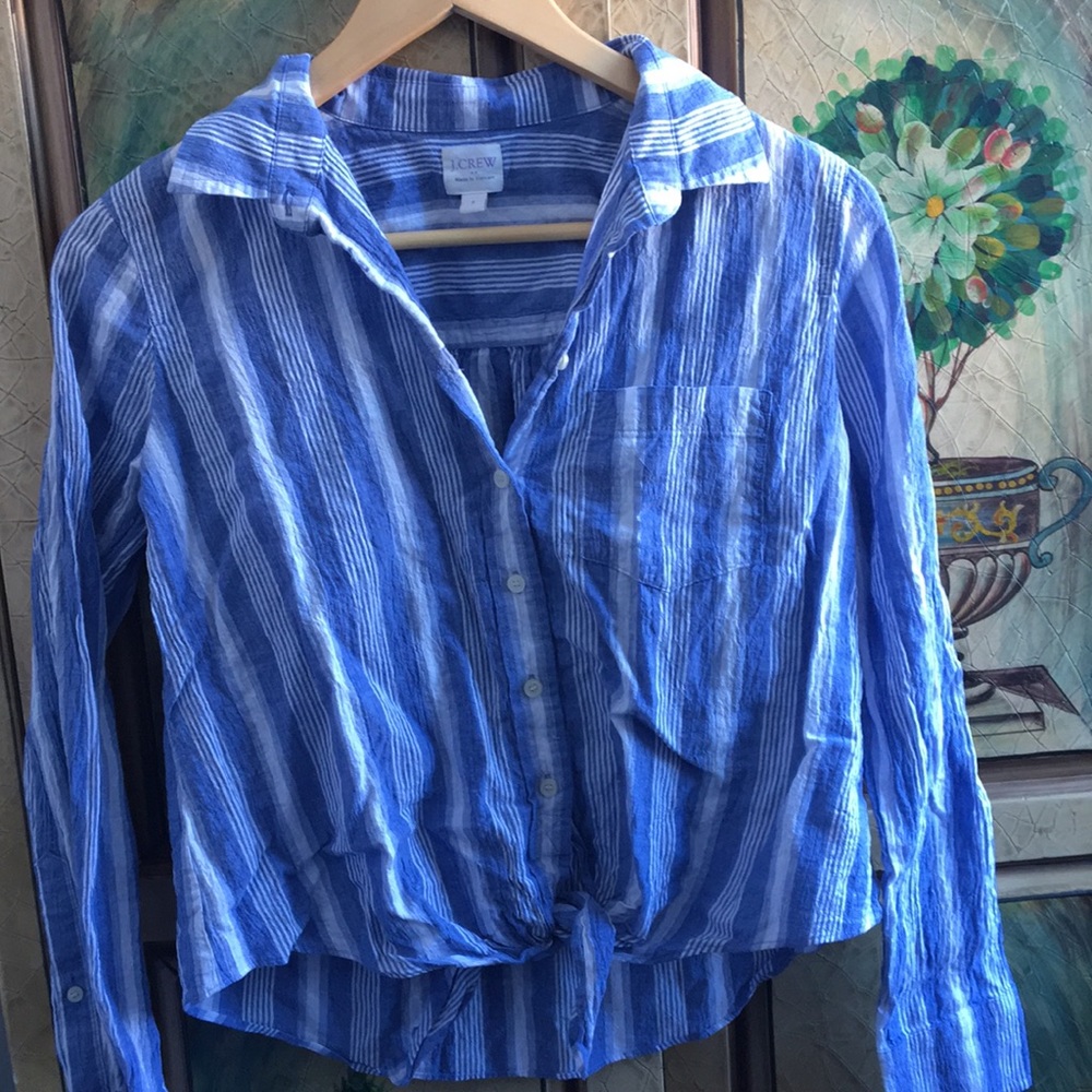 Jcrew Lightweight Blue and White Striped Top